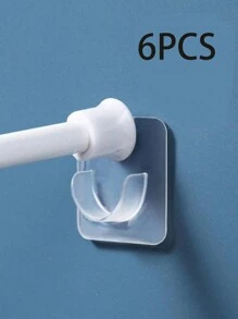 6pcs Transparent Shower Curtain Rod Bracket, Punch-Free Bathroom Curtain Rod Bracket, Curtain Rod Fixing Hook, Door Curtain Rod Bracket Accessories, Bathroom Shower Small Accessories, Shower Curtain Rod Self-Adhesive Hook Bracket,Versatile Key Holder,Towel Bar Clip, Buckle, Kitchen Rack Buckle, Door Hook Home Bathroom Decor Bathroom Organizer Fall Decor Back To School