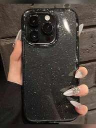 1 pieza Funda de teléfono de material TPU negro transparente brillante compatible con iPhone 17/17 Pro/17 Pro Max/Air/16/16 Pro/16 Plus/16 Pro Max 7/8/7 Plus/8 Plus/X/XS/XR/XS Max/11/11 Pro/11 Pro Max/12/12 Pro/12 Pro Max/13/13 Pro/13 Pro Max/14/14 Pro/14 Plus/14 Pro Max/15/15 Pro/15 Plus/15 Pro Max