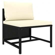 Stylish Black Poly Rattan 3 Piece Outdoor Sofa Set With Cushions Comfortable Modern Patio Furniture