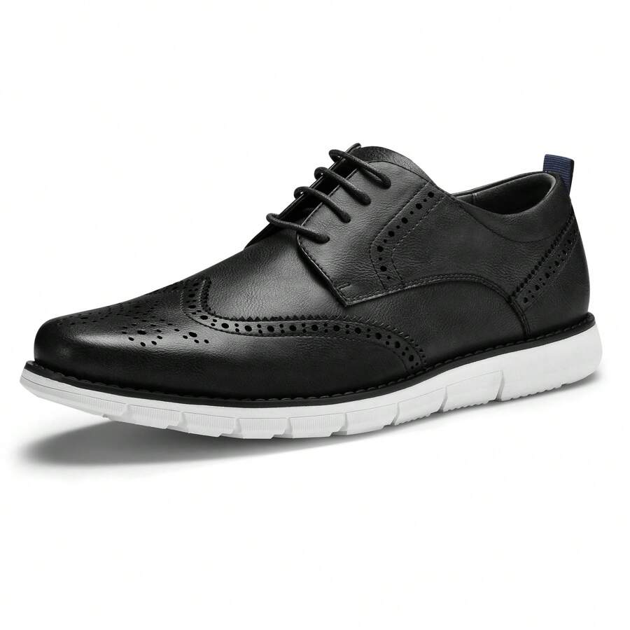 Mens Dress Shoes Casual Oxford Shoes Dress Sneakers Comfortable Business Wingtip Brogue Office Shoes - màu đen - Xem 1