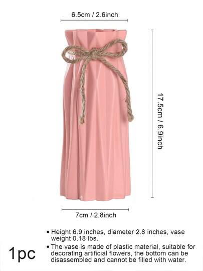 Plastic Vase, Height 6.9 Inches, Origami Pampas Grass Ceramic Appearance Artificial Flower Tafel Centerpiece ation Country Farmho Office Home Living Room Festive Atmosphere Glass Vase view 2