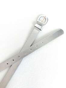 Half Moon Letter Buckle Belt - 銀色 - 查看 3