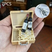 7pcs/Set Mini Dollhouse Accessories - Wine Bottles, Champagne Sets, 1:6/1:12 Scale Miniature Furniture Decorations, Suitable For Halloween/Thanksgiving/Christmas Gifts