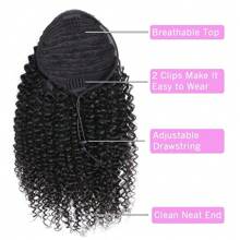Mogolian Afro Kinky Curly Drawstring Ponytail Human Hair Extensions 4B 4C Remy 8-24inch Long Clip In Ponytail Extension - SNatural - View 5