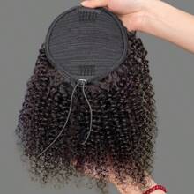 Mogolian Afro Kinky Curly Drawstring Ponytail Human Hair Extensions 4B 4C Remy 8-24inch Long Clip In Ponytail Extension - SNatural - View 3