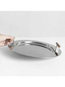 1PC Nordic Home Storage Tray z drewnianym uchwytem Taca na herbatę Pulpit Kawa Przekąski Wykończenie Taca Talerze obiadowe ze stali nierdzewnej Najlepsze prezenty Urodziny Akcesoria kuchenne Wystrój kuchni Tace stołowe Taca na owoce Wystrój tacy