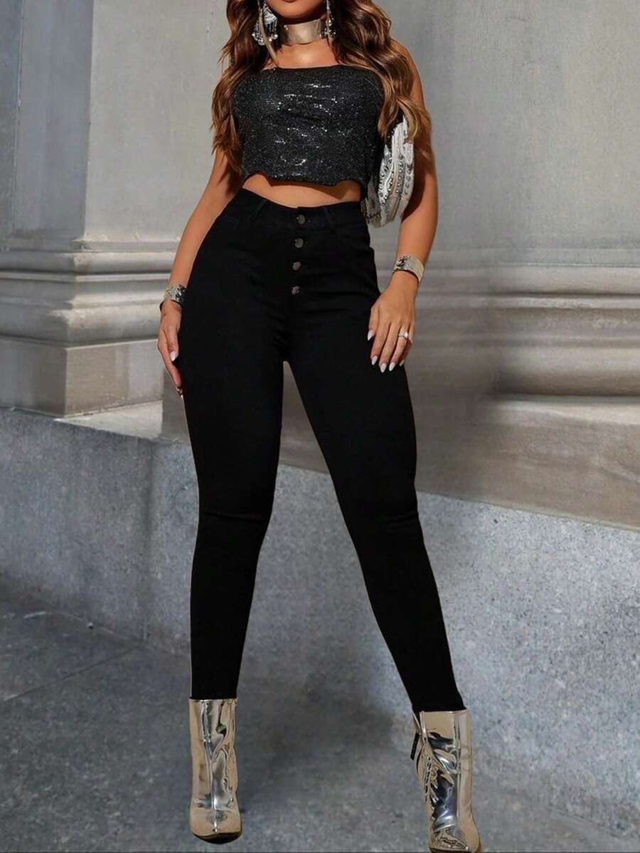 Apperloth A Quần bó sát co giãn lót nhiệt cạp cao cho nữ Lễ hội âm nhạc - màu đen - Xem 1