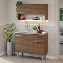 Cocina Integral Completa Modular Madesa Emilly 105cm Con Tarja 04 Color Márron - Marrón - Ver 2