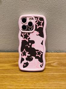 1pc Pink Star Shockproof Phone Case Compatible With Iphone/Galaxy/Infinix/Redmi/OPPO/VIVO/Itel/Tecno/MOTO