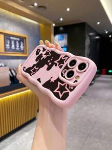 1pc Pink Star Shockproof Phone Case Compatible With Iphone/Galaxy/Infinix/Redmi/OPPO/VIVO/Itel/Tecno/MOTO