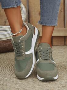 1 par feminino casual esportivo frente cadarço TPU cano baixo tênis atlético diário