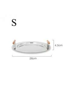 1PC Nordic Home Storage Tray z drewnianym uchwytem Taca na herbatę Pulpit Kawa Przekąski Wykończenie Taca Talerze obiadowe ze stali nierdzewnej Najlepsze prezenty Urodziny Akcesoria kuchenne Wystrój kuchni Tace stołowe Taca na owoce Wystrój tacy