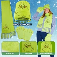 The Grinch Winter Set 3 Pieces Hat Scarf Gloves Accessories - Green - View 4