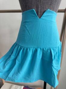 Shorts Skirt In Dune Premium Fabric - 淺藍色 - 查看 1