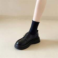 Women's British Style Mary Jane Shoes, Spring & Autumn New Buckle Platform Oxfords, Casual Leather Flats