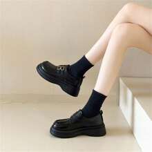 Women's British Style Mary Jane Shoes, Spring & Autumn New Buckle Platform Oxfords, Casual Leather Flats