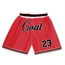 Pantalones cortos de entrenamiento de baloncesto con cordón en la cintura, pantalones cortos de malla con abertura para fanáticos del baloncesto, regalos para hombres - Rojo - Ver 2