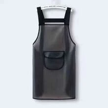 1 pezzo Grembiule da cucina impermeabile in PVC resistente agli oli, grembiule nero trasparente anti-sporco per la pulizia