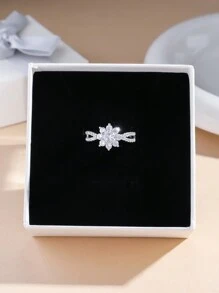 1 pieza/Caja de regalo Anillo dorado, Anillo de plata para mujer, Anillos de boda, Anillos de circonita, Regalo para mujer, Regalo de cumpleaños, Regalo de pareja, Regalo para mamá, Para novia, Para mejor amiga, Caja de regalo de San Valentín, Mamá, Madre, Día de la Madre, Regalo