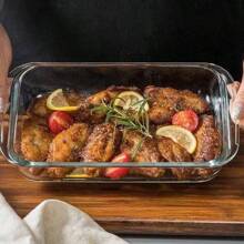 1pc Square Baking Dish, High-Borosilicate Heat-Resistant Lead-Free Glass, For Salad, Dessert, Baking Oven And Microwave