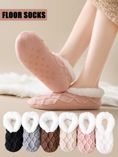 1 Paio di Calze Termiche Calde da Donna, Spesse e Antiscivolo, Design Elegante Tinta Unita, Adatte per Casa, Ufficio, Abbigliamento Casual in Inverno