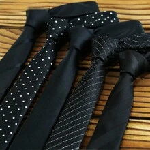 GOADAFOO 6cm Black Slim Fit Necktie For Men