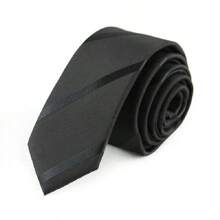 Officeau OFFICEAU 5cm Black Skinny Necktie For Men, Casual & Versatile