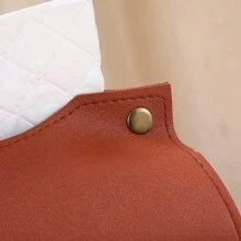 Minimalistische bogenförmige Taschentuchbox aus PU-Leder im skandinavischen Stil, staubdichter Taschentuchhalter für Schreibtisch und Auto