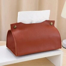 Minimalistische bogenförmige Taschentuchbox aus PU-Leder im skandinavischen Stil, staubdichter Taschentuchhalter für Schreibtisch und Auto