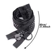 1pc Extra Large Heavy Duty Zipper, 20# Resin Teeth Open-End Zipper, No Lock Puller, Customizable Lengths: 80cm/100cm/150cm/200cm, Suitable For Tents, Bags, Etc. - Black - View 15