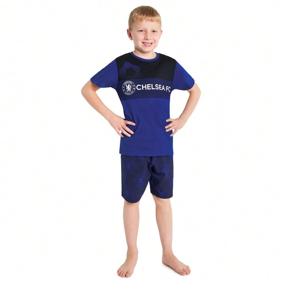 Chelsea F.C. Sports Fan Short Pyjamas Set Cotton Loungewear - Blue - View 1