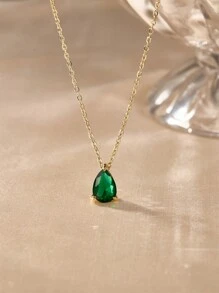 18K 不锈钢水滴形项链，镶嵌锆石，适合 12 月诞生石，时尚优雅 - 項鍊 - 查看 13