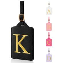 Personalized Initial Luggage Tags For Suitcases, Chenille Letter Cute Luggage Tags With Privacy Cover Name Card, Embroidered Luggage Travel Bag Tags Gifts For Women Kids Teens,Christmas Gifts Summer Black Travel Essentials Workout School Supplies Camping Holiday Essentials Vacation Accessories Travel Accessories Cruise Suitcase Tag Bag For School School Accessories School Stuff