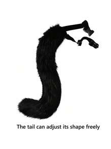 2 件理想礼物，可调节动物耳朵设计头带，万圣节派对仿真狐狸尾巴狼尾动物尾巴角色扮演毛绒万圣节角色扮演仿真狐狸毛绒尾巴服装配饰动物尾巴猫耳朵头带仿真狐狸尾巴头带可调节毛绒耳朵，角色扮演服装头带 - 彩色 - 查看 4