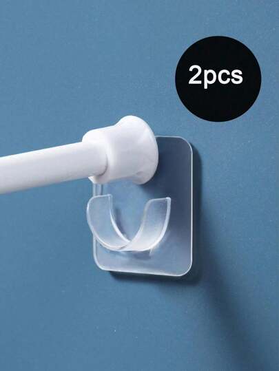 10/8/6/4/2pcs Transparent Shower Curtain Rod Bracket, Punch-Free Bathroom Curtain Rod Bracket, Curtain Rod Fixing Hook, Door Curtain Rod Bracket Accessories, Bathroom Shower Small Accessories, Shower Curtain Rod Self-Adhesive Hook Bracket,Versatile Key Holder,Towel Bar Clip, Buckle, Kitchen Rack Buckle, Door Hook