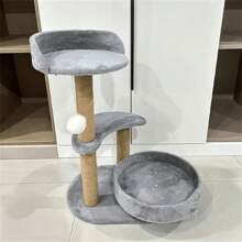 1 pezzo Albero per arrampicata per gatti, struttura per arrampicata per gatti, prodotti di intrattenimento per gatti, durevoli, che non lasciano peli, torre per gatti con piattaforma e area per dormire, prodotto completo a più strati per gatti, piccola struttura per gatti con giocattoli di provocazione, tiragraffi in sisal naturale che offre un habitat morbido per gattini e gatti adulti, tiragraffi con lettino, torre per gatti per interni