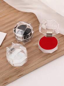 翻盖透明水晶盒小八角戒指耳环包装盒亚克力首饰收纳盒女士返校礼物