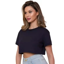 Kit 3 Cropped Basic Women's Cotton T-Shirt - Multicolor - View 3