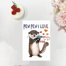 1pc/2pcs Charming And Interesting Otter Love Confession Card, Birthday Card, Invitation Card With Envelope, Perfect Gift For Couples, Wife/Husband, Couple On Valentine's Day, Anniversary, Christmas, Father's Day