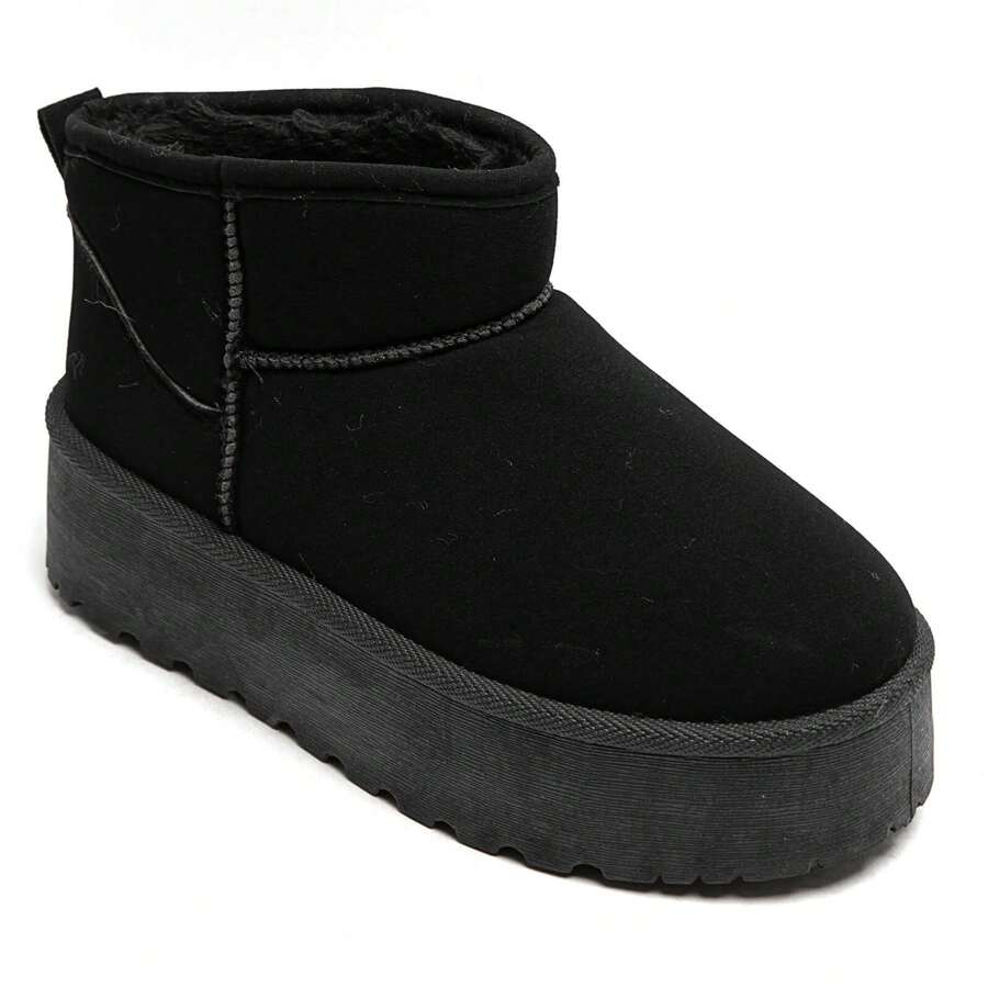 Fashionable Versatile Casual Thick Sole Snow Boots - Black - View 1