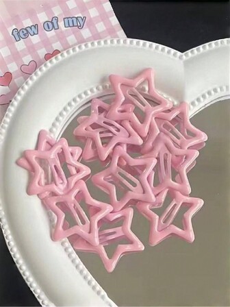 12pcs/Set Pink Oil Drop Star Hair Clips, Cute Hair Accessories, Fashionable Headdressy2k Claw Clips Hair Claws Hair Barrettes