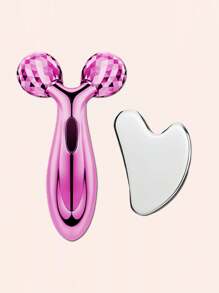 Zestaw 1/2 szt./zestaw ze stali nierdzewnej Gua Sha i wałka do twarzy, wałek do masażu V, redukcja zmarszczek na szyi i wokół oczu, lifting twarzy, narzędzie do modelowania twarzy i redukcji opuchlizny, metalowa pielęgnacja skóry, masażer dla kobiet, uroda, produkty do pielęgnacji skóry, spa, pielęgnacja ciała, narzędzia do pielęgnacji skóry, pielęgnacja twarzy, akcesoria kosmetyczne, masaż, narzędzie do masażu twarzy, wałek do twarzy