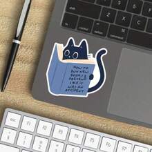 Katze lesend 3 Zoll Vinyl Aufkleber, Buch-Aufkleber, Kindle Aufkleber, Geschenk für Buchliebhaber, Buchliebhaber Merchandise, Schmökerer, Leseliebhaber, E-Reader, verspieltes buchiges Design, süß und künstlerisch, perfekt für Laptops, Wasserflaschen, Handyhüllen, Notizbücher und mehr, wasserfest