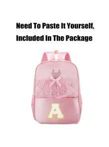 1个拉链封口时尚甜美公主风舞蹈包，附赠A-Z 26个字母贴纸，纯色背包，适合青少年芭蕾舞学校，也可用于外出，可调节肩带，舒适耐用，长款顺滑，百搭简约，是送给朋友和青少年的完美礼物（DIY字母贴纸） - 粉色 - 查看 5