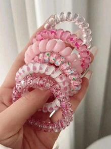 Set de 6 coleteros elásticos para el cabello con diseño de cables de teléfono degradado como accesorios para el cabello de niñas