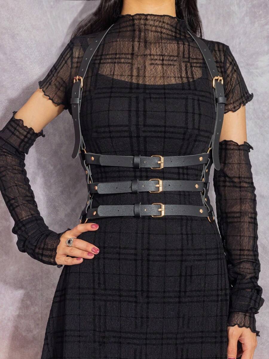 1 curea de corset sexy în stil gotic, bretele pentru femei de mărime mare, potrivite pentru petrecerea de Halloween, cosplay - Negru - Vizualizare 1