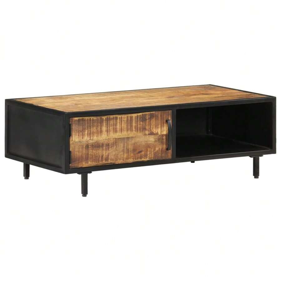 Rustic Wood Coffee Table 105cm Wide 50cm Deep 35cm High Natural Finish - Brown - View 1