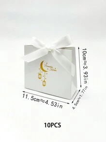 20 件烫金月亮星星丝带蝴蝶结礼品盒，方形纸质礼品盒 - 彩色 - 查看 4