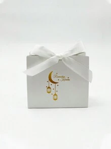 20 件烫金月亮星星丝带蝴蝶结礼品盒，方形纸质礼品盒 - 彩色 - 查看 8