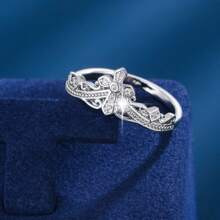 1pc Fashionable Cross Design Zirconia Ring For Women